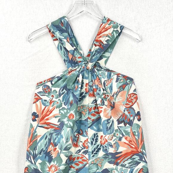 FAHERTY Bay Twist Dress Women Small Floral Print Blue Halter Maxi Sleeveless NEW - Picture 6 of 16